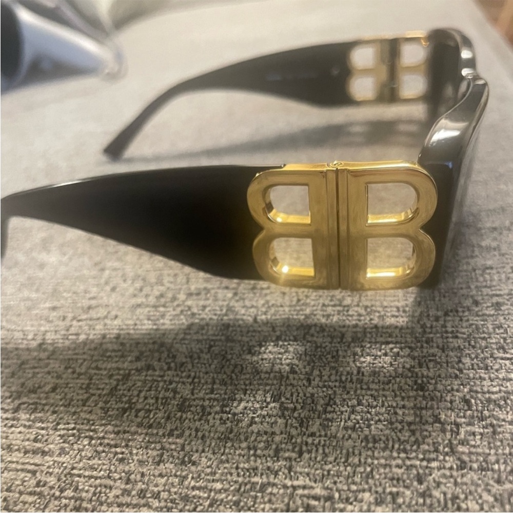 Balenciaga Gold and Black Sunglasses